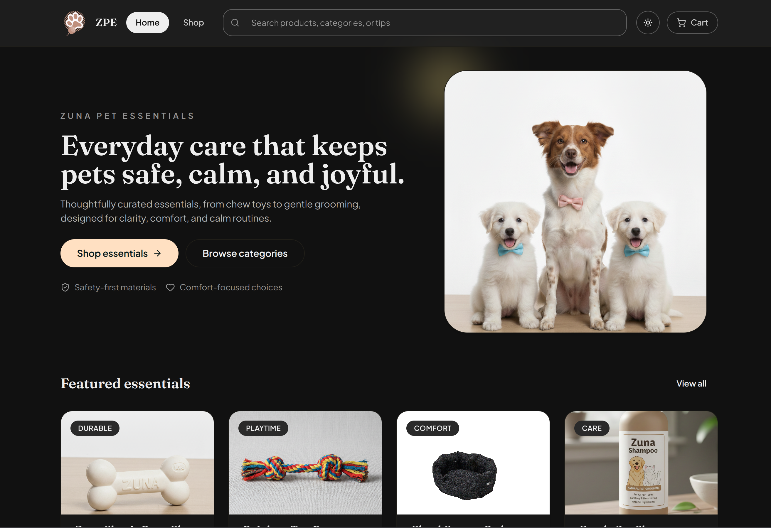 E-Commerce Platform: Zuna Pet Essentials
